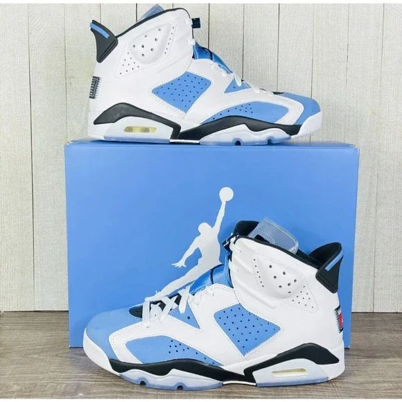 New Nike Air Jordan 6 Retro UNC White University Blue CT8529-410 Men’s Size 10